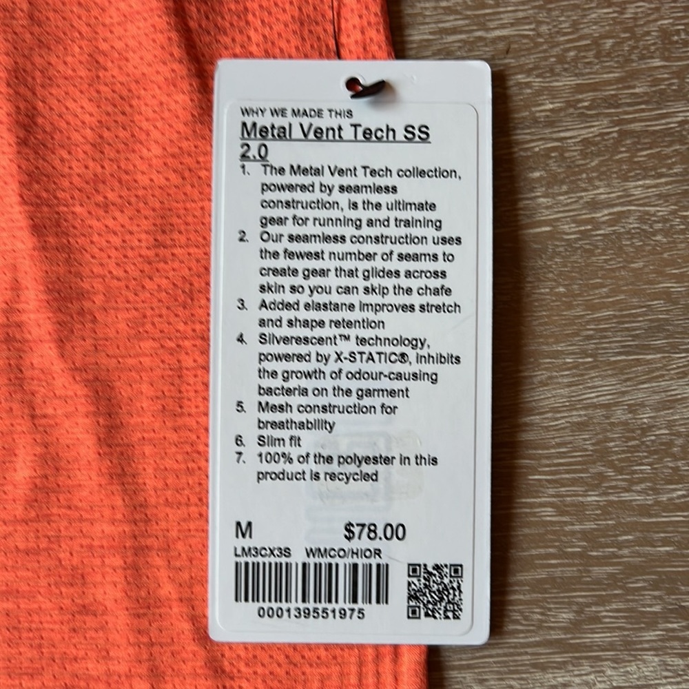 Lululemon Metal Vent Tech Short Sleeve Shirt 2.0 in Warm Coral/ Highlight Orange - Picture 6 of 13